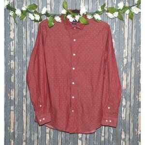 Tommy Hilfiger Men's Maroon Shirt Size 15.5 32/33 Button Up Collar LS Cotton